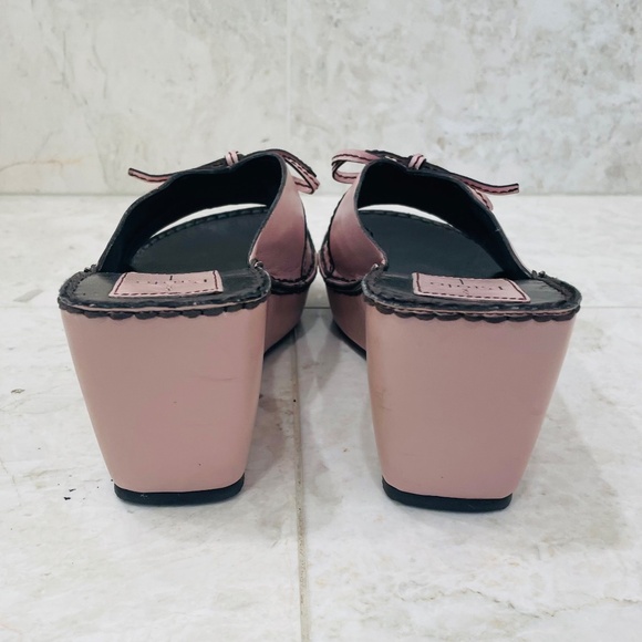 LINEA PAOLO {7} Slide Wedge Leather Pink Brown "Aida" Open Toe - Picture 6 of 11